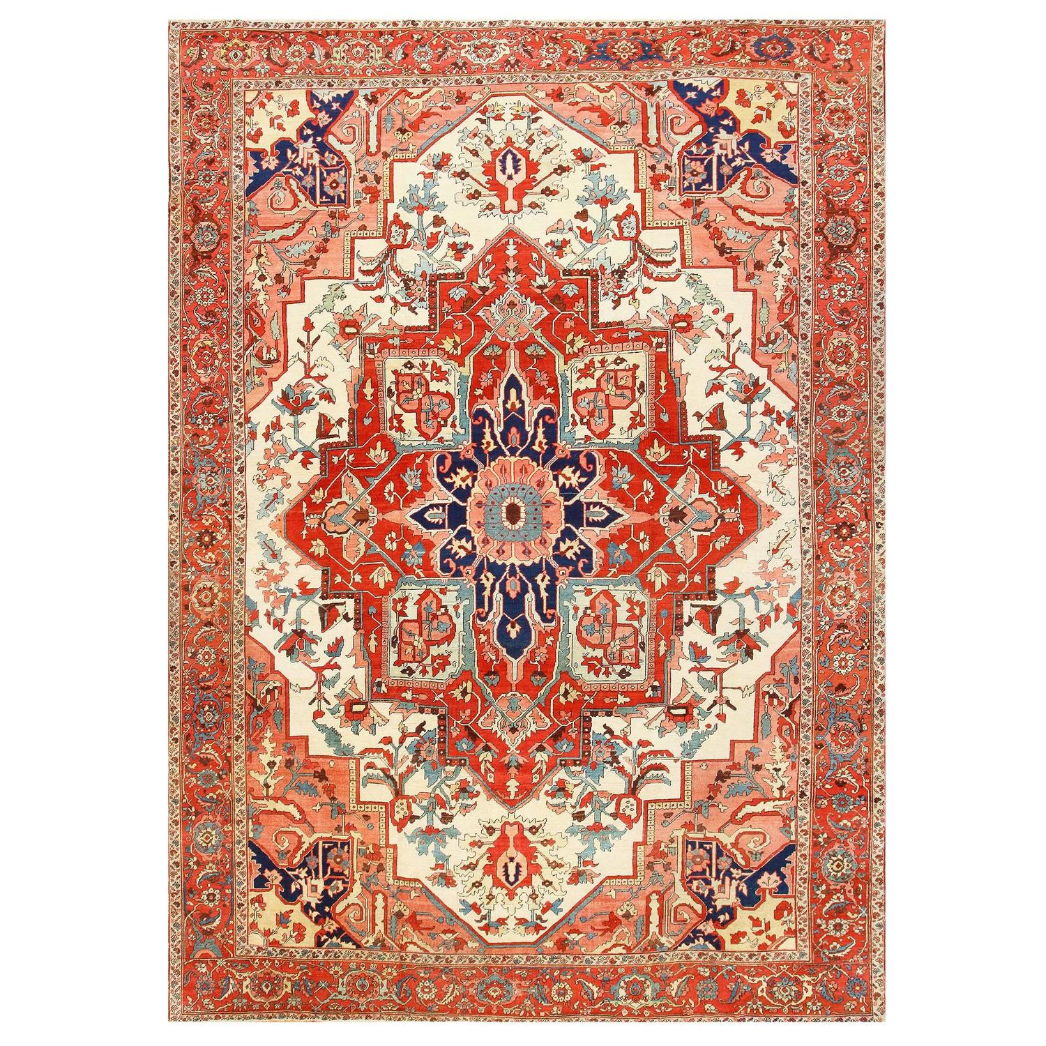 Large Antique Persian Heriz Serapi Rug For At 1stdibs