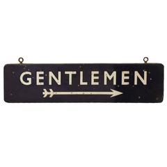 Vintage Double-Sided Porcelain Tran Station Sign "Gentlemen"