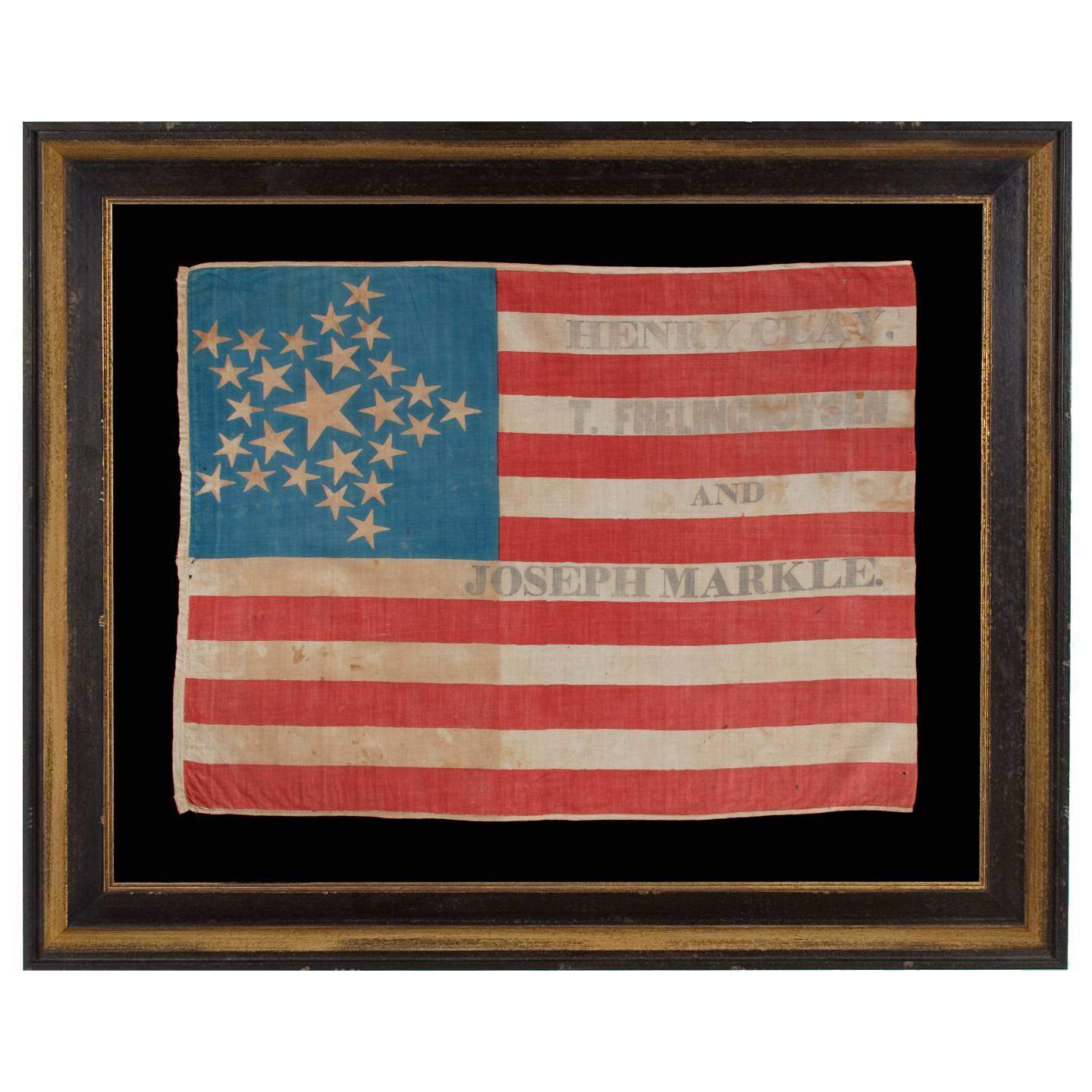 26 Star, 1844 Presidential Campaign Flag for Clay, Frelinghuysen and Markle