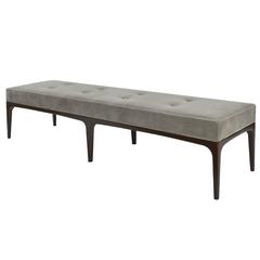 Extra Long Paul McCobb Style Bench in Olive Mohair