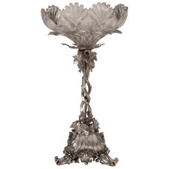 Elkington Silver Plate and Cut Crystal Epergne