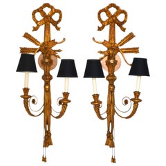 Pair of Neoclassical Giltwood Two-Arm Wall Sconces