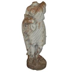 Draped Terra Cotta Statue of a Goddess