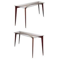 Pair of 1950s Italian Consoles in the Manner of Gio Ponti