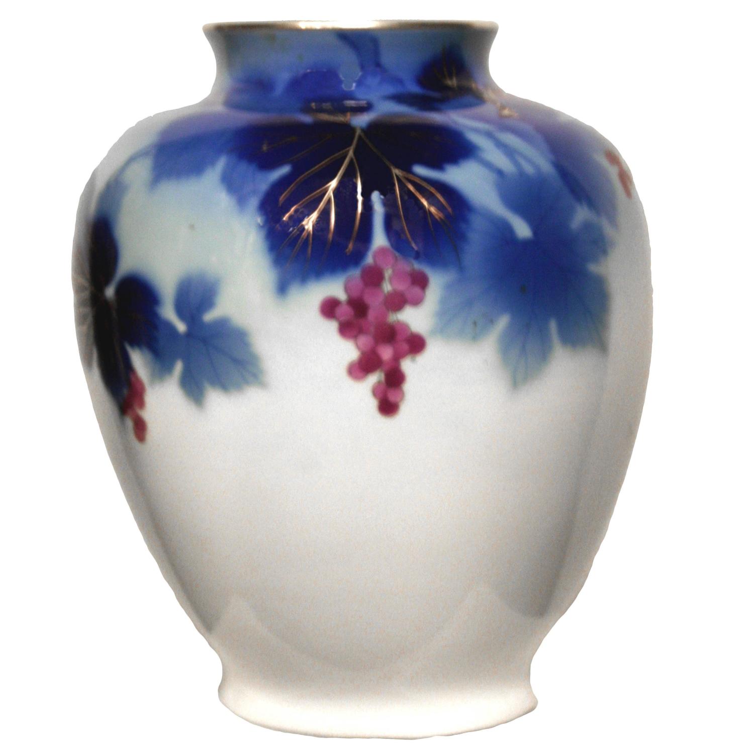 Grape Blue and White Japanese Vase at 1stdibs