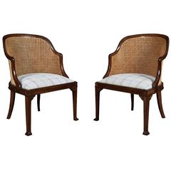 Antique Pair of Mahogany Framed Tub Armchairs