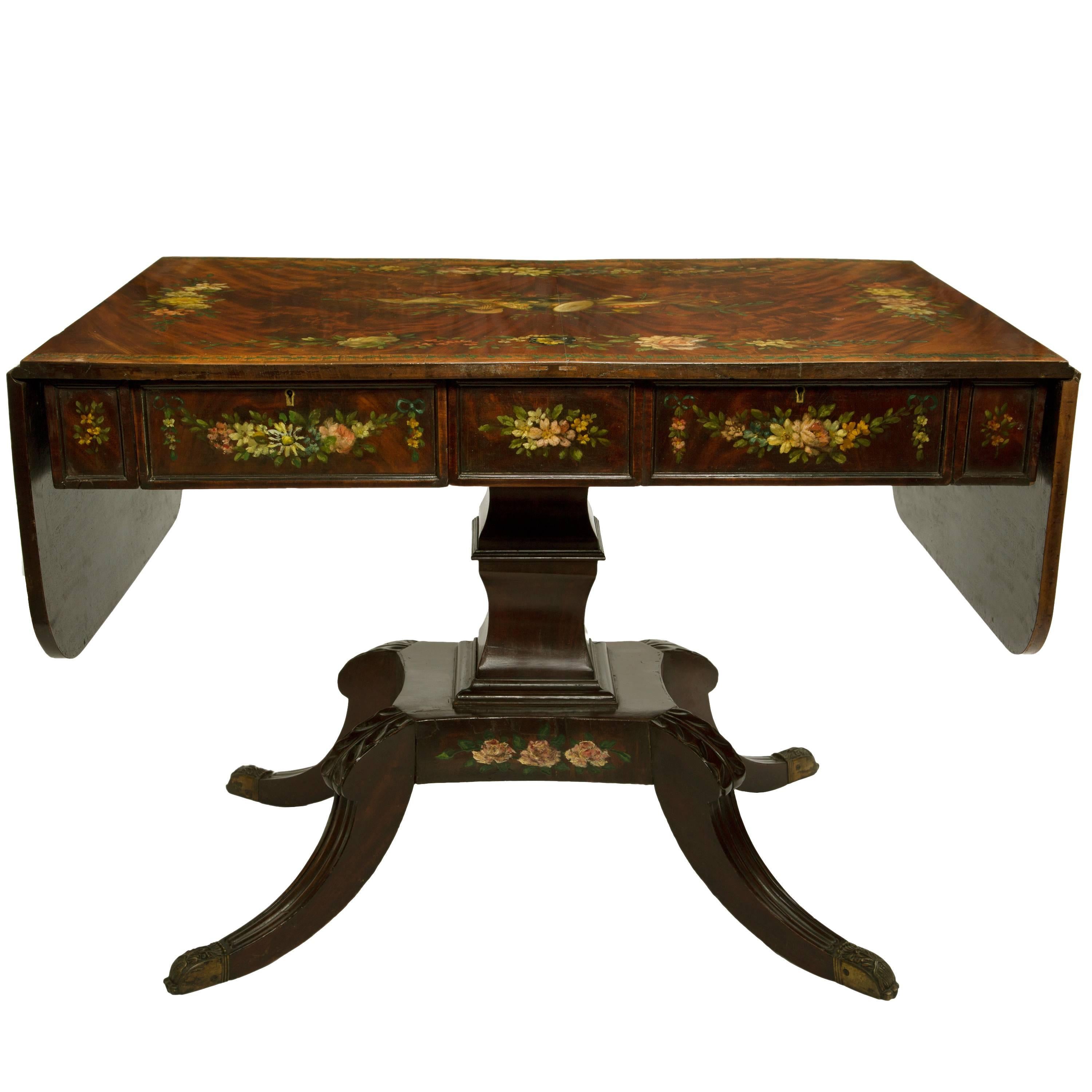 19th Century Edwards & Roberts Burr Mahogany Sofa Table For Sale
