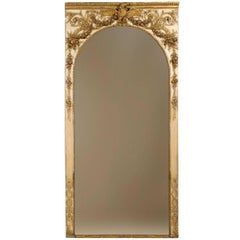 Large Size French Early 19th Century Painted and Gilded Pier Mirror