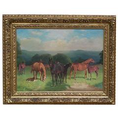 Painting of Horses in a Field by Arthur Louis Townshend, English