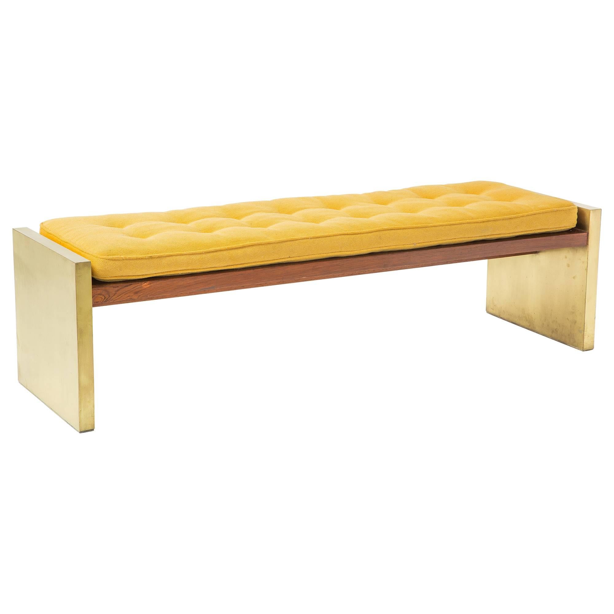 Brass and Rosewood Window Bench by Roger Sprunger for Dunbar
