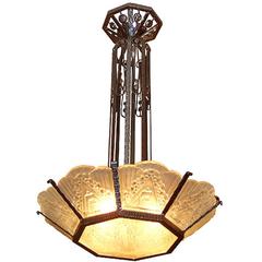 French Art Deco Geometric Glass Chandelier 5