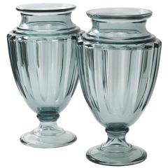 Pair of French Grey Tinted Glass Baluster Vases, circa 1950
