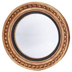 Large English Regency Giltwood Framed Convex Mirror, circa 1820