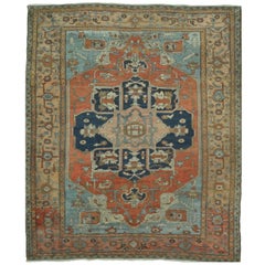 Room Size Antique Hand Knotted Wool  Persian Serapi Area Rug