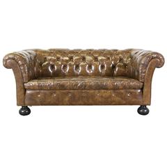 Vintage Bronze Leather Chesterfield Sofa