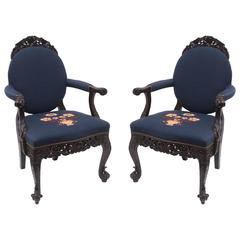 Pair of 19th Century Anglo-Indian Armchairs 3