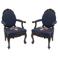 Pair of 19th Century Anglo-Indian Armchairs