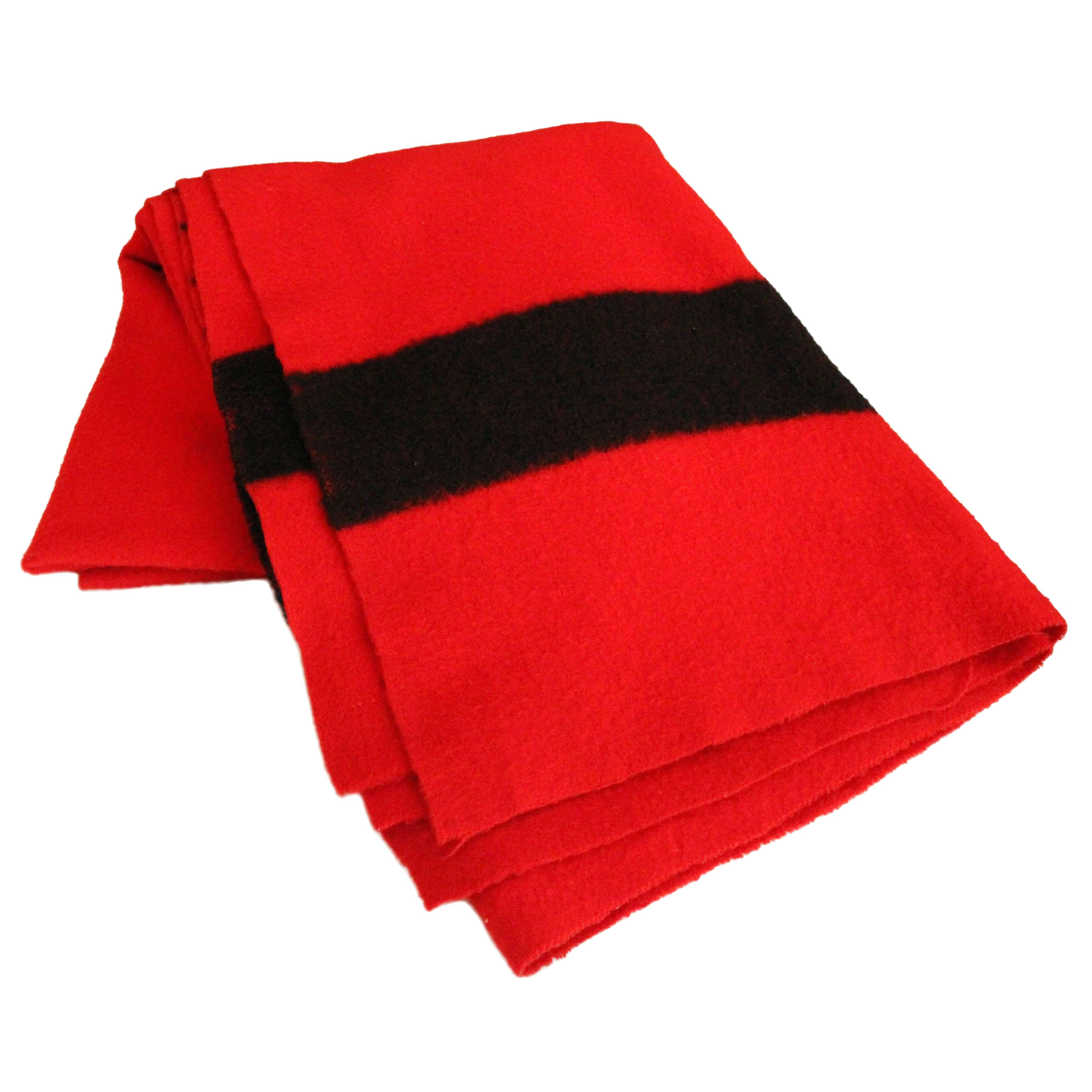 Hudson Bay Company Red Wool Blanket with Four Black Bands from England