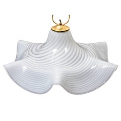 Murano Bell Shape Ruffled Hanging Glass Pendant