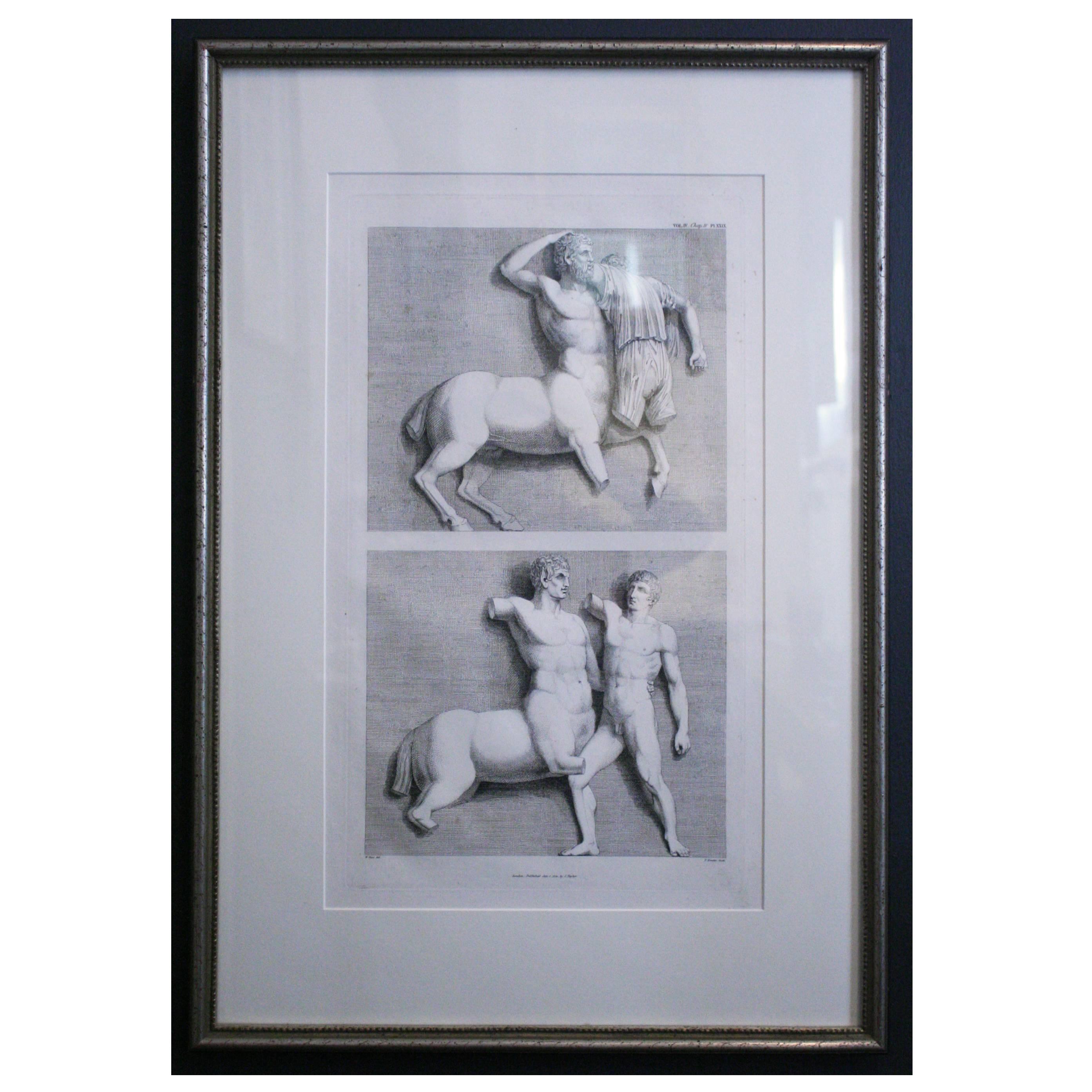 Printed Etching of Greek Figures by Thomas Baxter For Sale