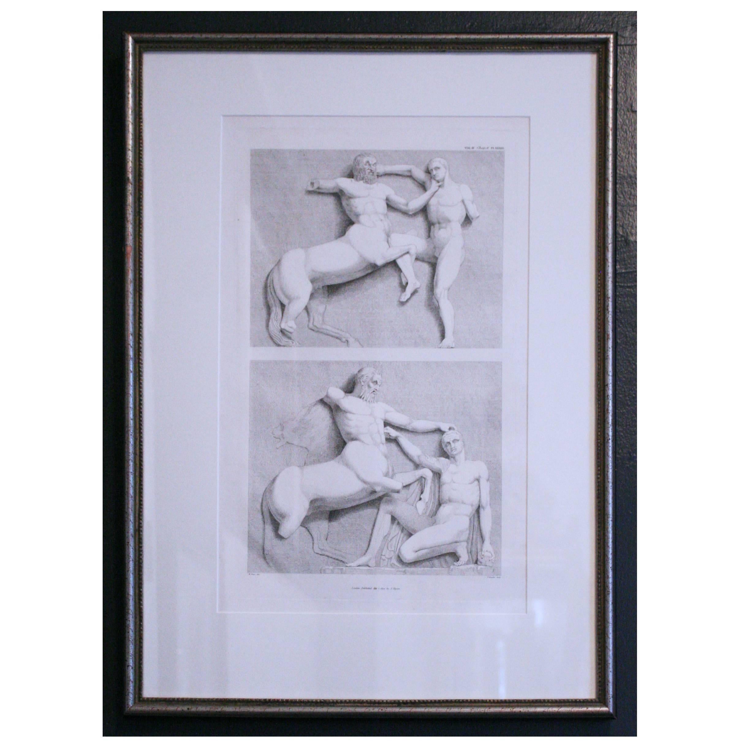 Printed Etching of Greek Figures by Thomas Baxter For Sale