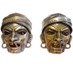 Pair of 1930s Wall Sconces as Grotesque Masks in Cast Metal 5