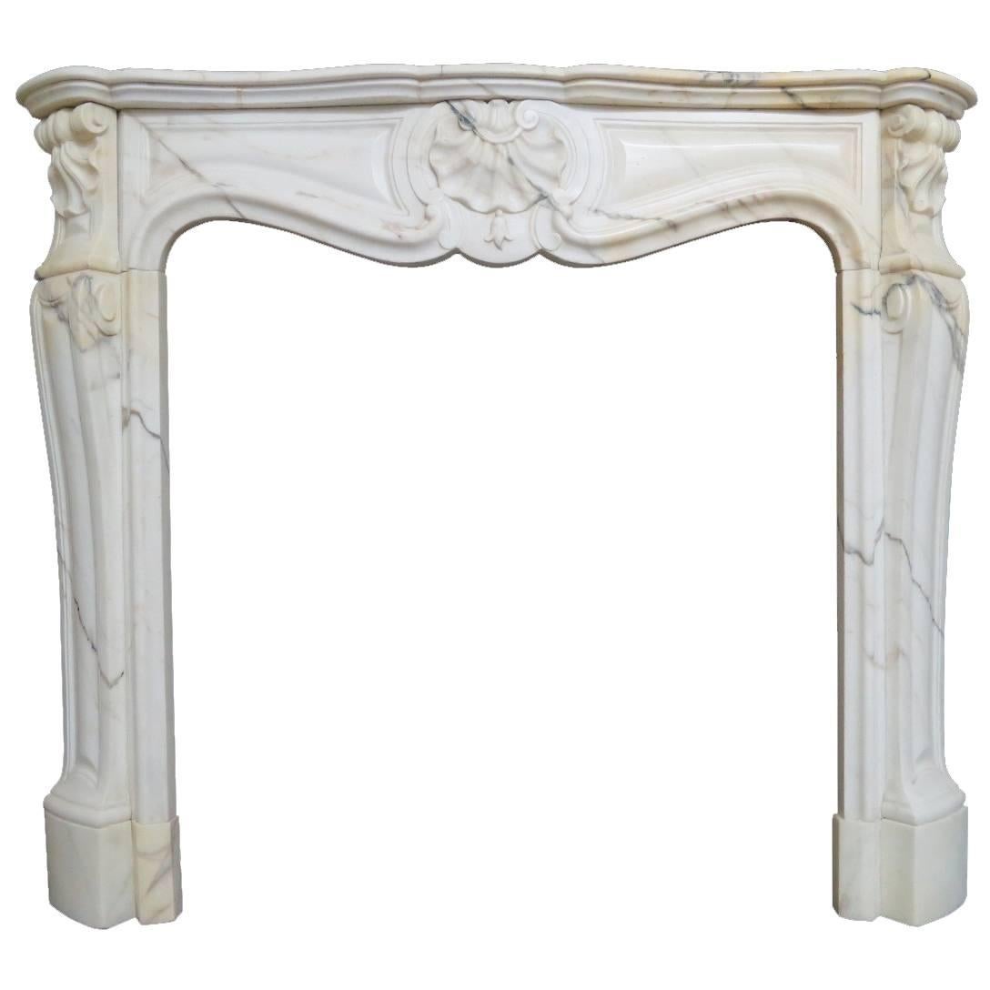 Antique French Louis XV Style Panazeau Marble Fireplace Mantel