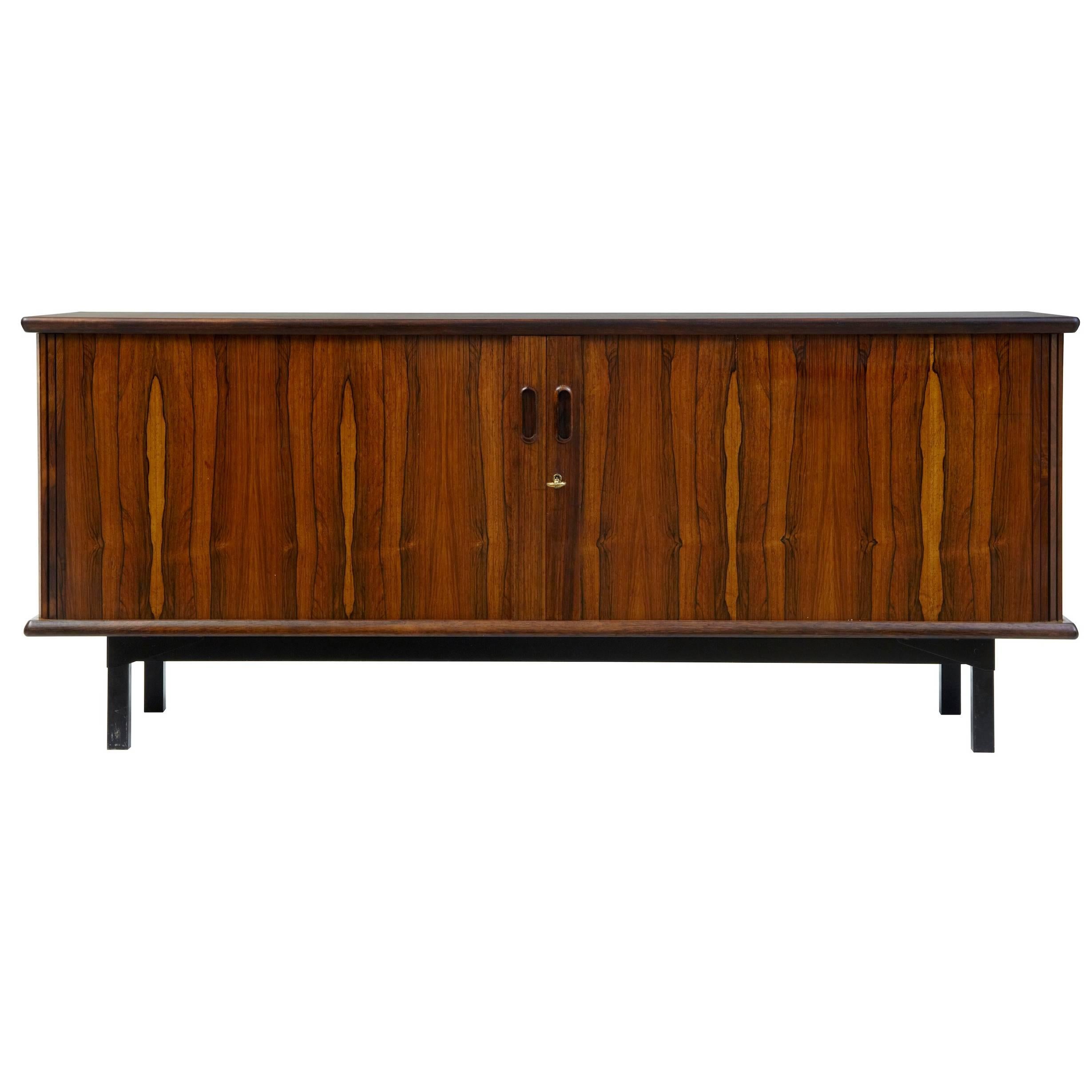 1970s Danish Rosewood Tambour Fronted Sideboard Cabinet