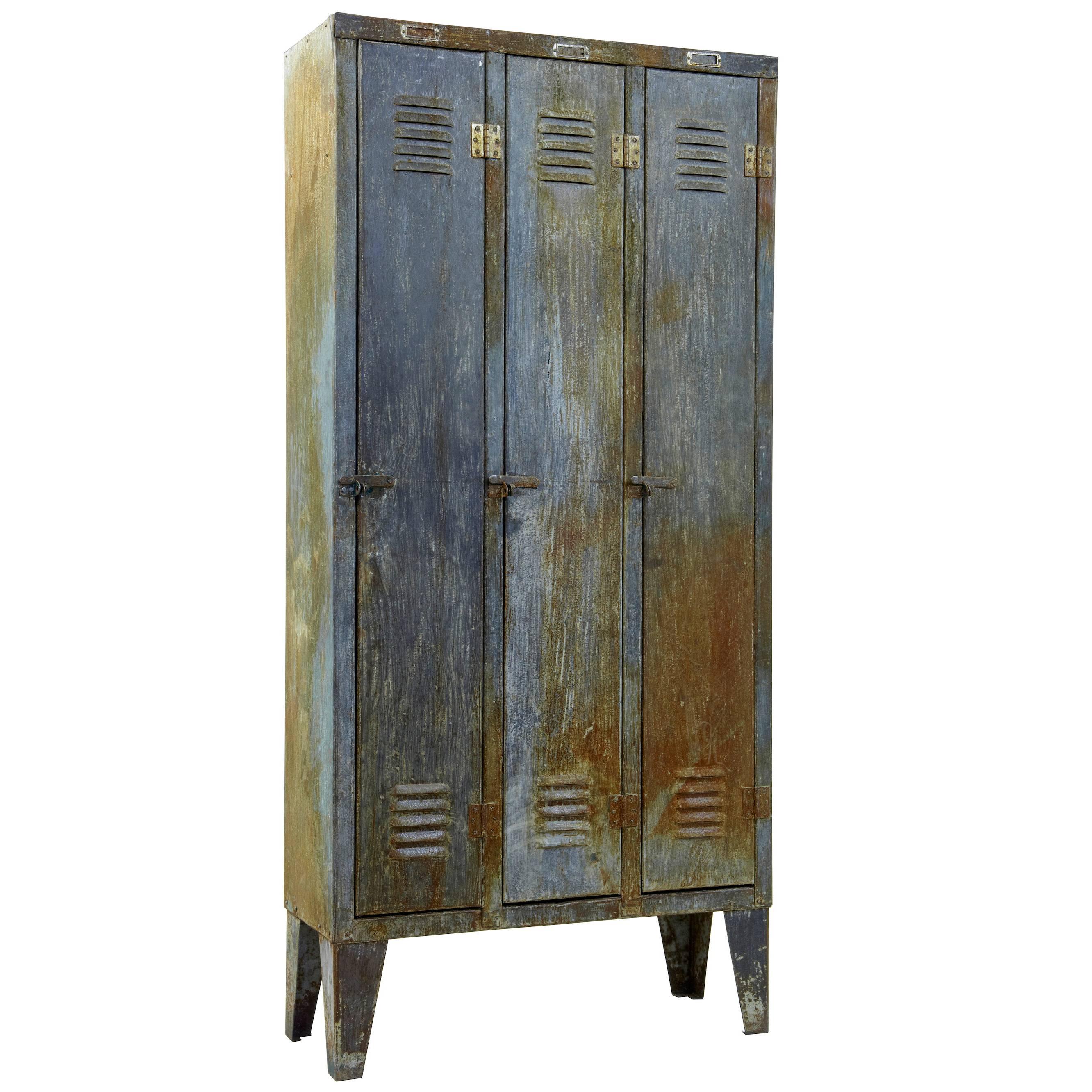 1960s Industrial Distressed Locker Cabinet