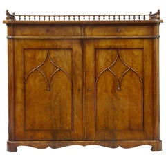 19th Century Mahogany Gothic Influenced Cupboard Cabinet