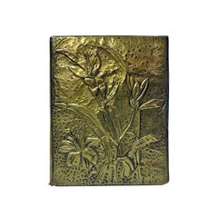 Antique Art Nouveau Brass Writing Desk Letter Portfolio Blotter Holder, circa 1900