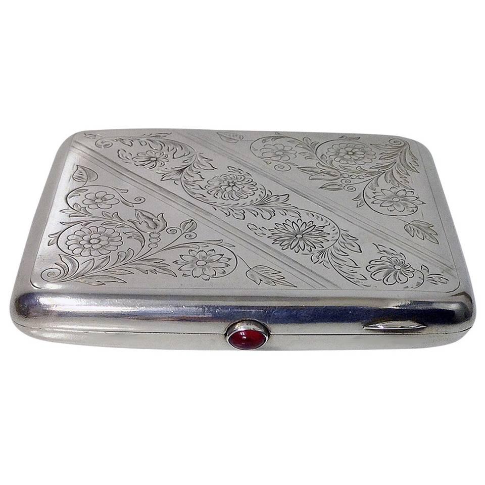 Russian Silver Cigarette Case, Yu. H. A, (Cyrillic), Moscow 1927-1954 