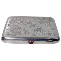 Antique Russian Silver Cigarette Case, Yu. H. A, (Cyrillic), Moscow 1927-1954 