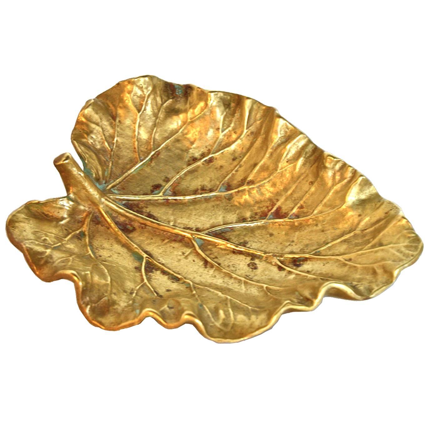 Brass Leaf Dish by Virginia Metalcrafters at 1stdibs