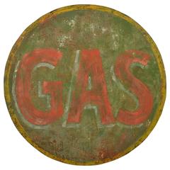 Retro Hand-Painted Wood GAS Sign