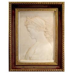 Carrara Marble Carved Woman Profile