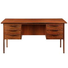 Danish Mid-Century Modern Rosewood Executive Desk with Hidden Compartment