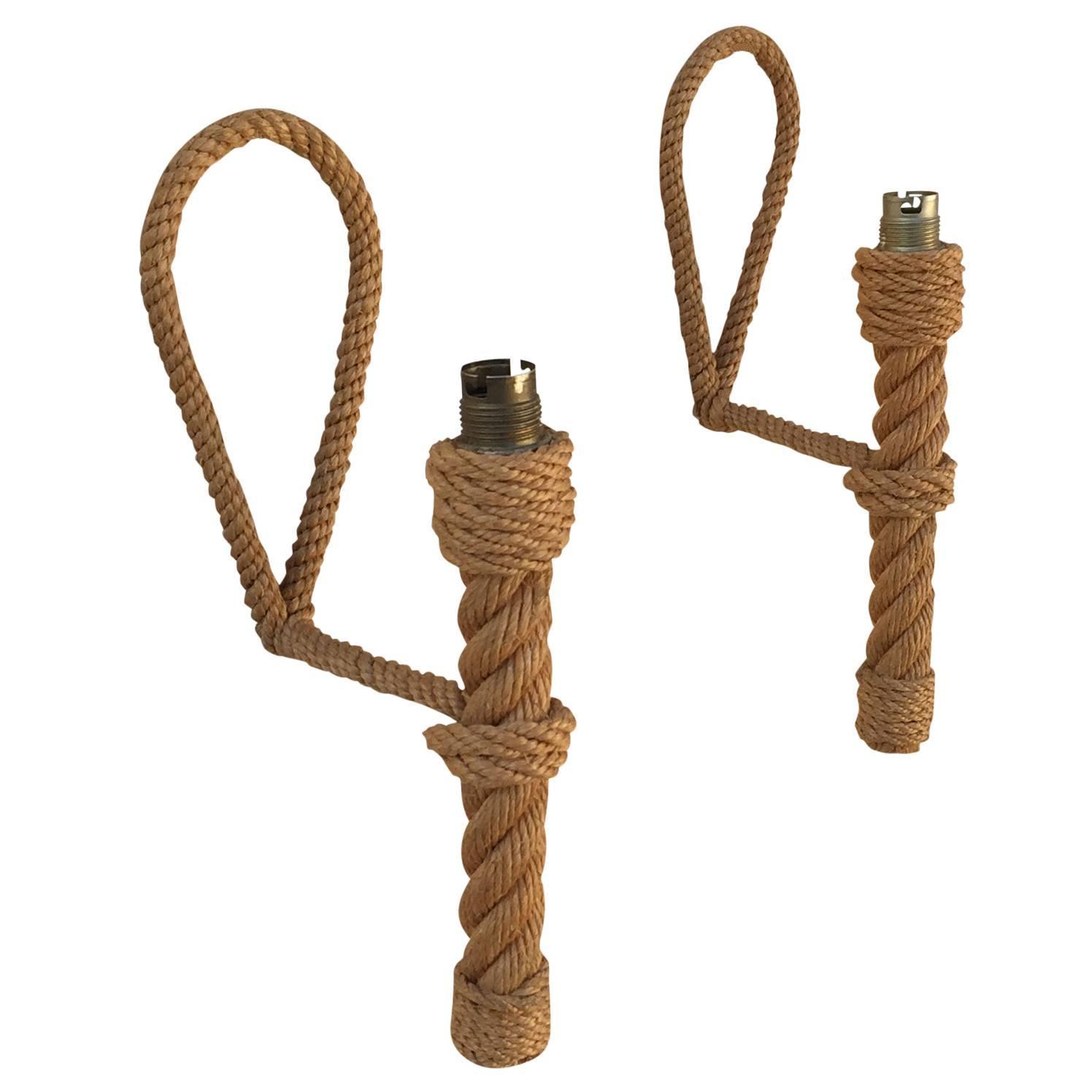 Pair of Petite Rope Sconces by Audoux and Minet, France, 1960s at 1stdibs