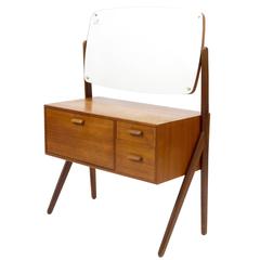 Danish Modern Teak Vanity Table with Drawers, 1950s