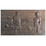 "Work and Industry, "43" Magnificent Allegorical Relief Panel with Male Indian