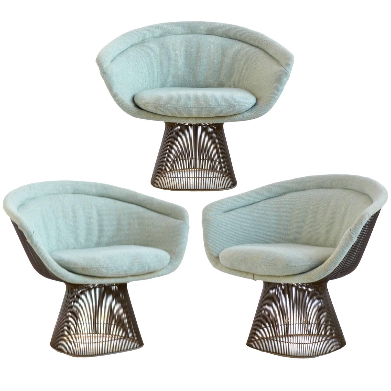 Warren Platner Three Bronze Lounge Chairs by Knoll