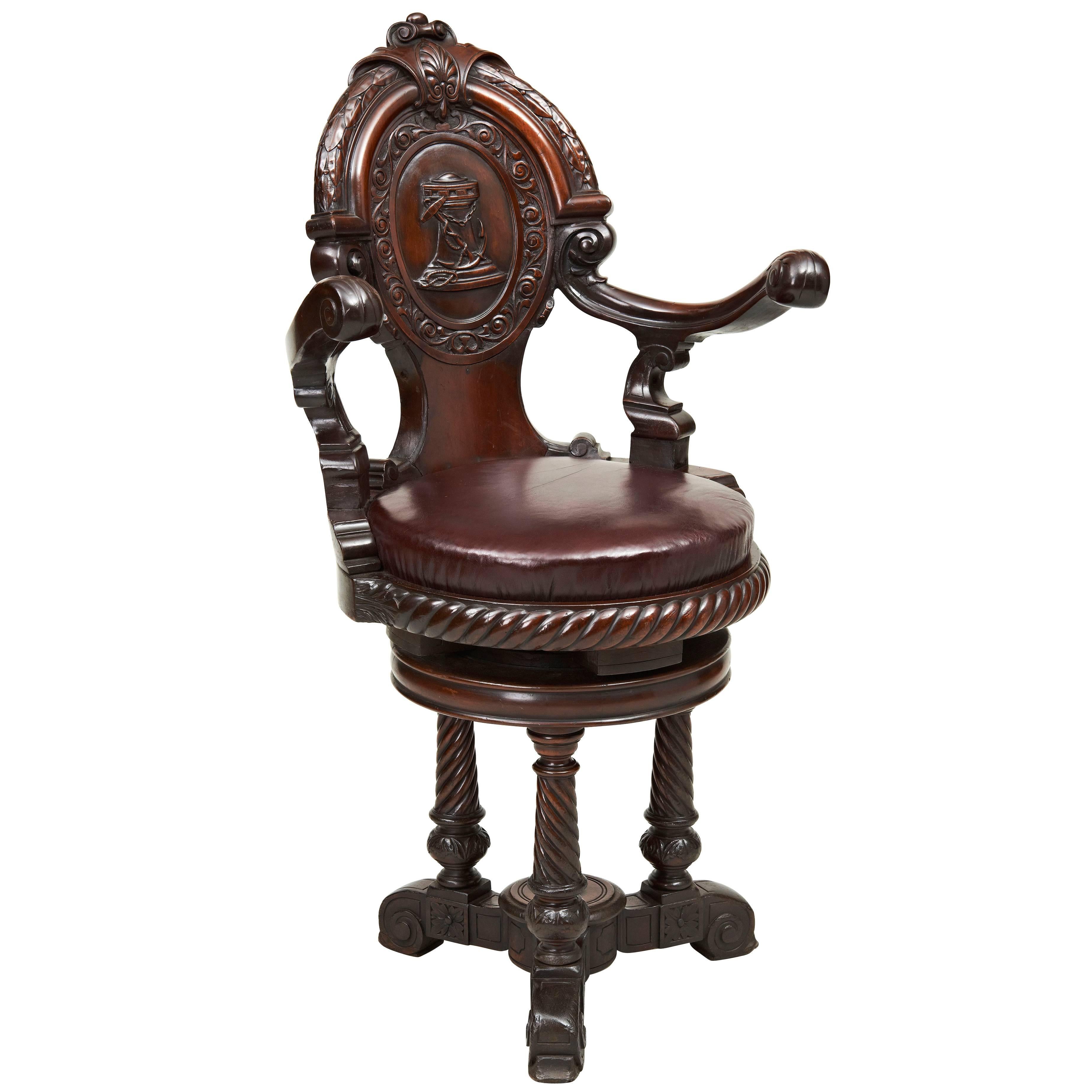 19th Century Carved Ship's Chair For Sale