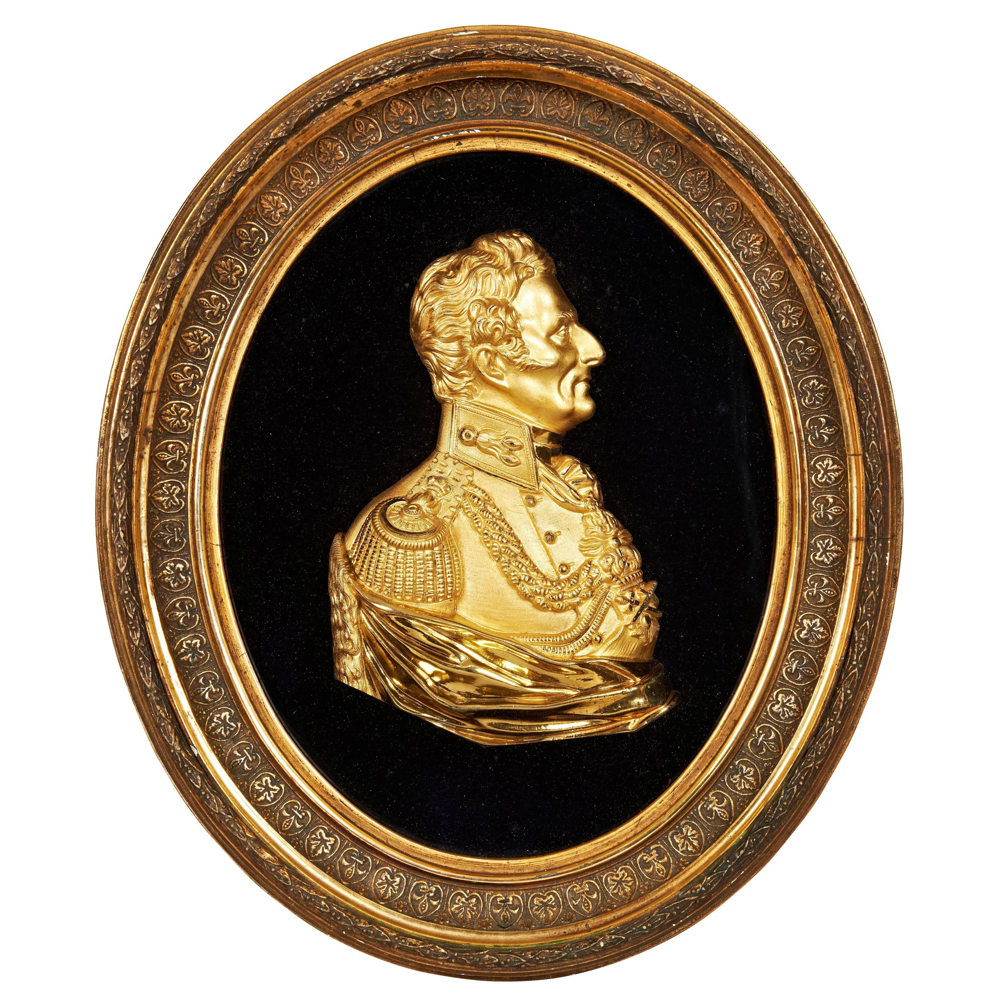 Gilt Bronze Plaque of Wellington in Profile  For Sale