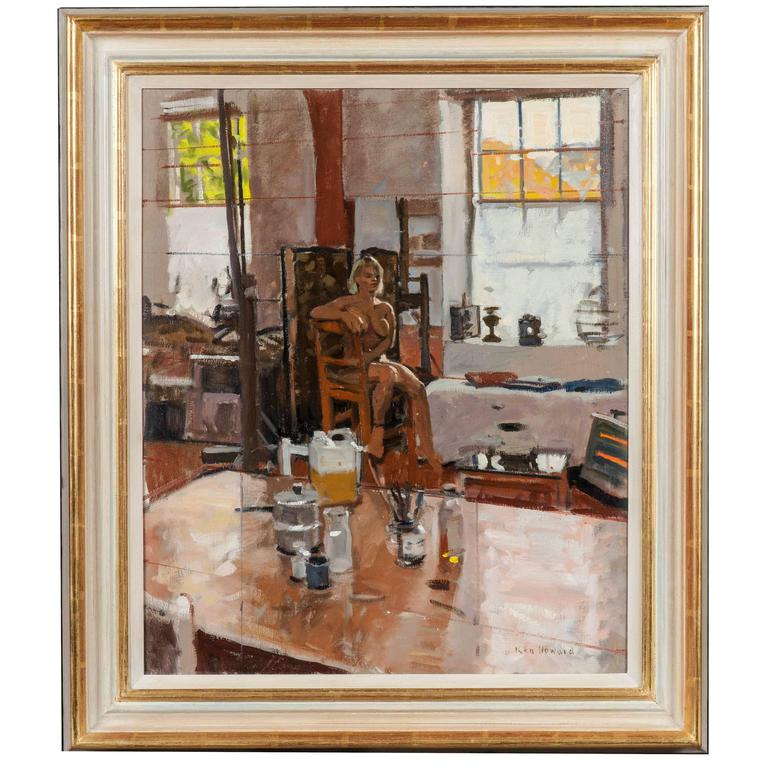 Modern Painting Of Female Nude In Artist S Studio By Ken Howard For