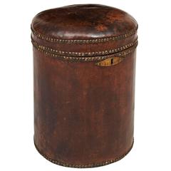 Antique Leather Stool Trunk by William Eyre