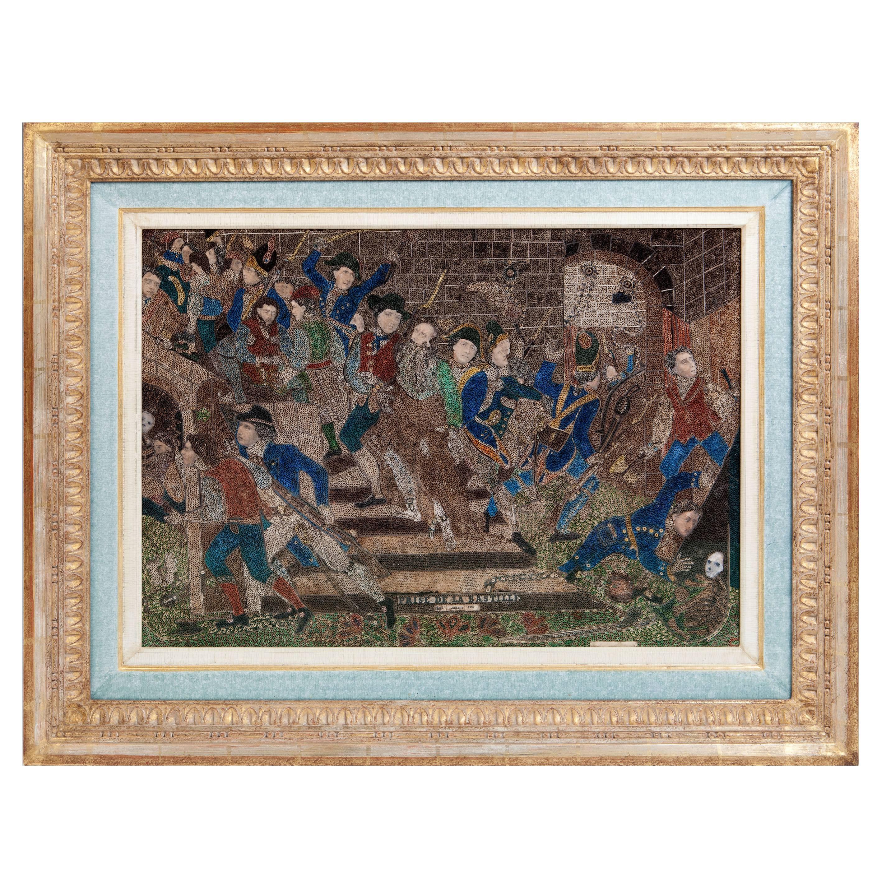 French Revolution Rolled Paper Picture of the Storming of the Bastille