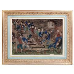 Antique French Revolution Rolled Paper Picture of the Storming of the Bastille