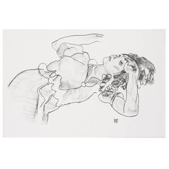 Reclining Girl from The Portfolio Handzeichnungen by Egon Schiele