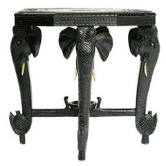 Early 20th Century Anglo-Indian Carved Elephant Table