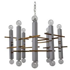 Chrome and Brass Gaetano Sciolari Chandelier 12